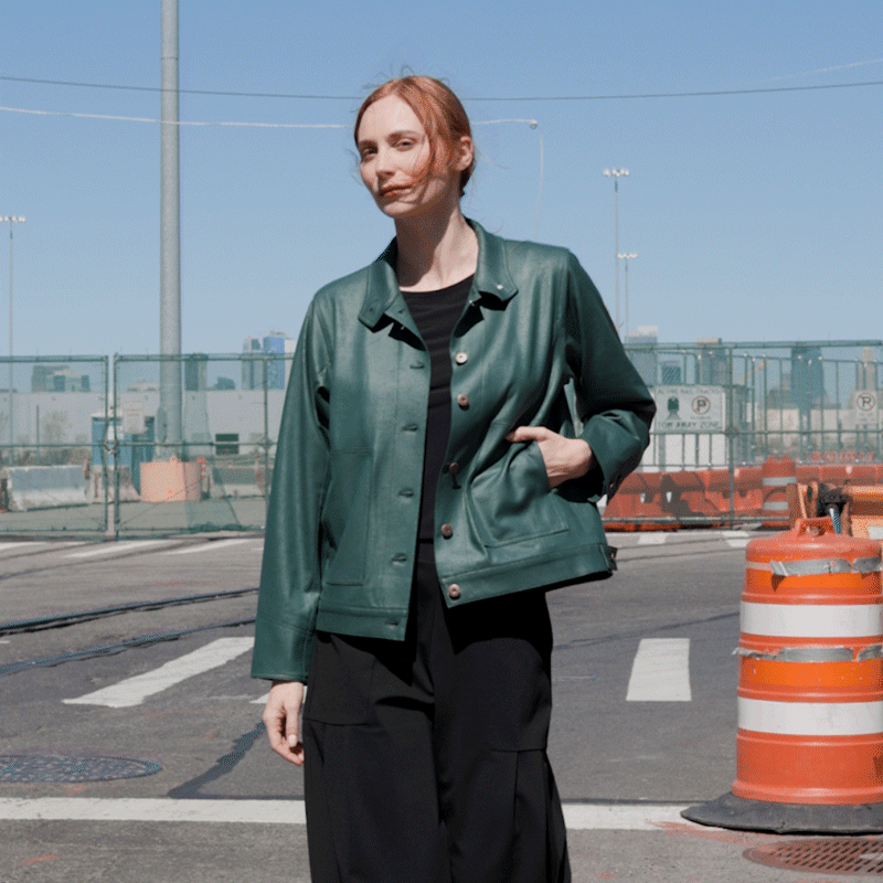Liquid Leather™ Button Closure Pocket Jacket - Hunter Green - Limited Sizes!