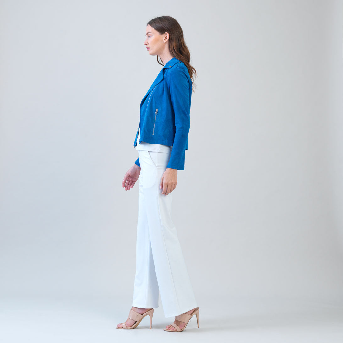 Soft Suede - Architectural Moto Jacket - French Blue