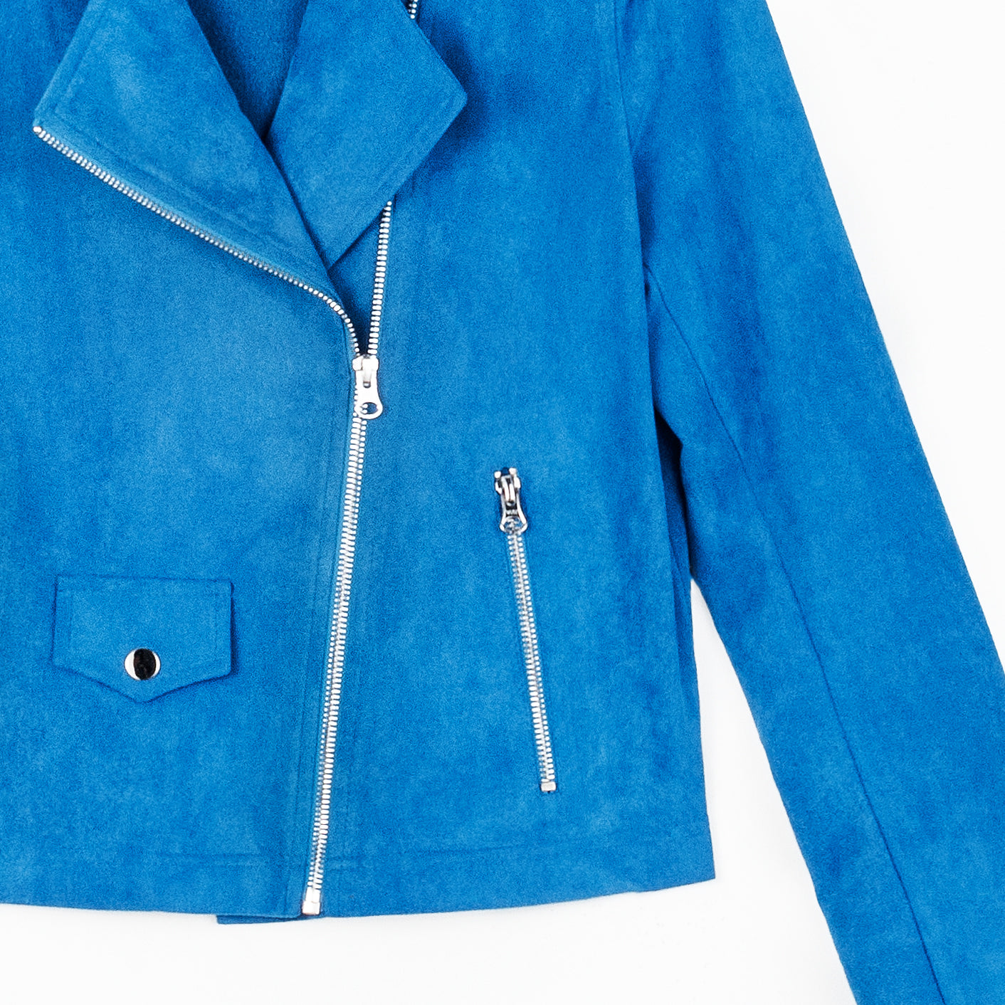 Soft Suede - Architectural Moto Jacket - French Blue