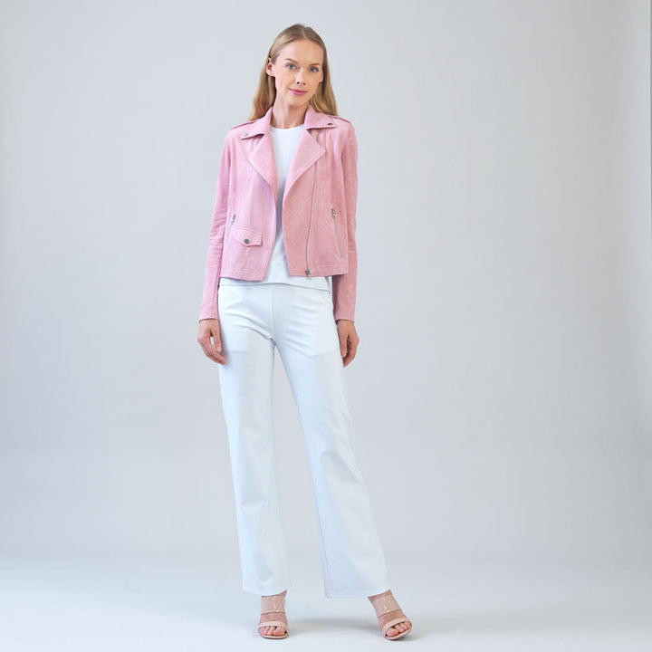 Soft Suede - Architectural Moto Jacket - Mauve - Clara Sunwoo
