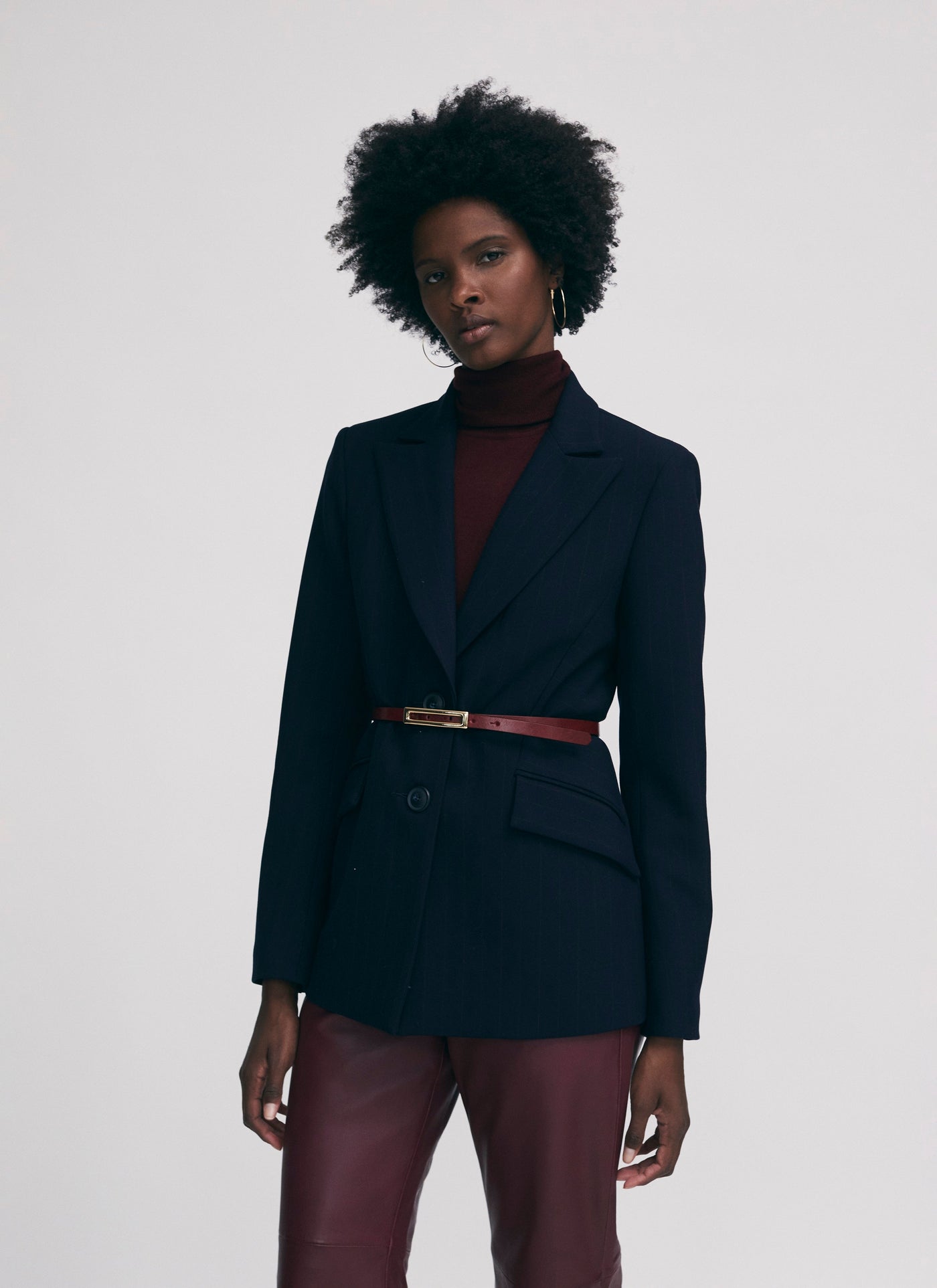Pinstripe semi-fitted jacket