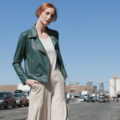 Liquid Leather™ Moto Zip Jacket - Hunter Green - Final Sale