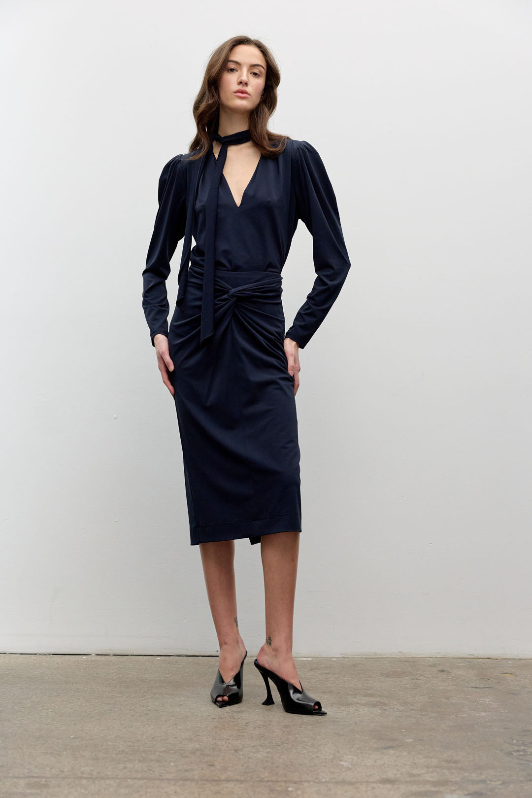 Matte jersey long sleeve blouse