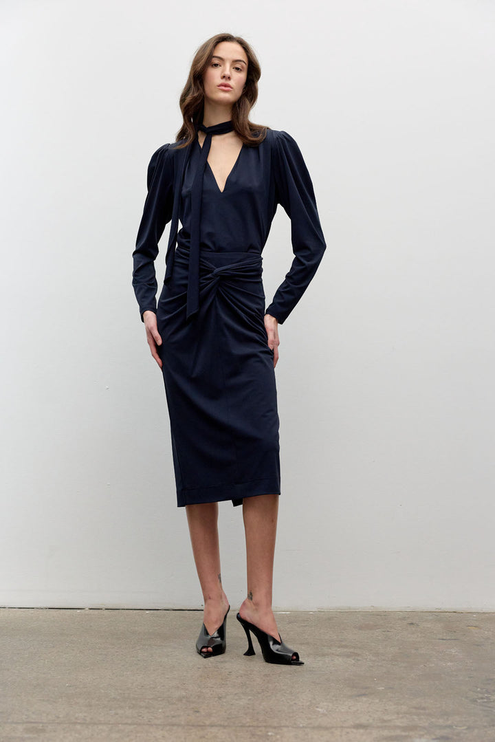 Matte jersey long sleeve blouse