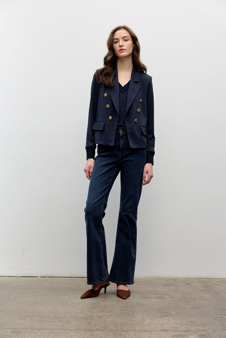 Crop jacket with rib cuffs