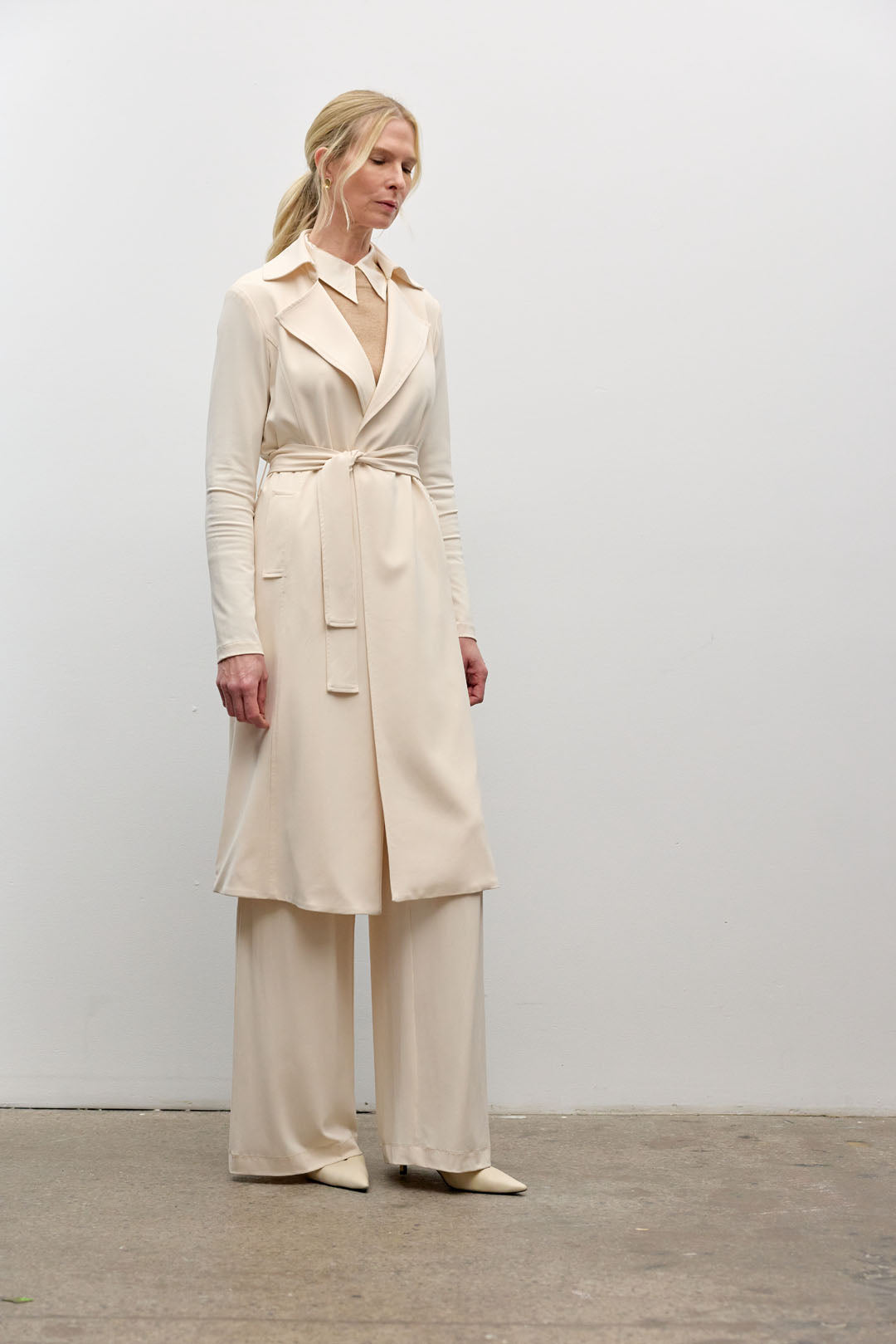 Matte jersey trench coat