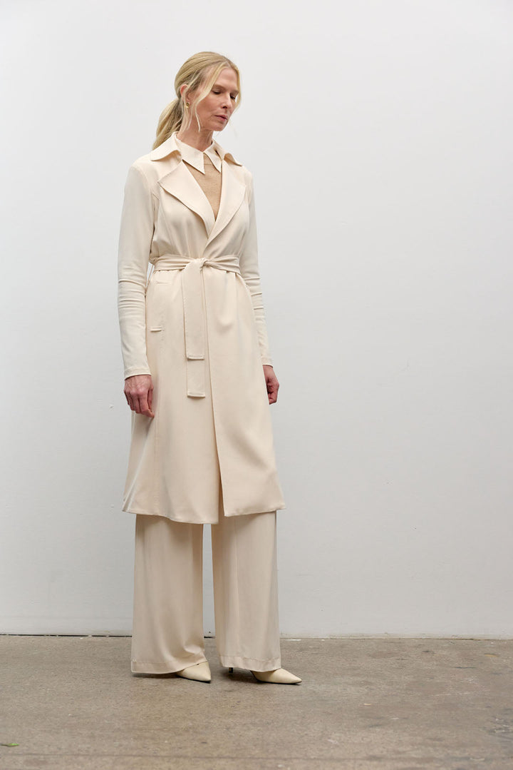 Matte jersey trench coat