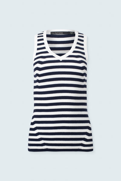 Basic V neck top with stripes