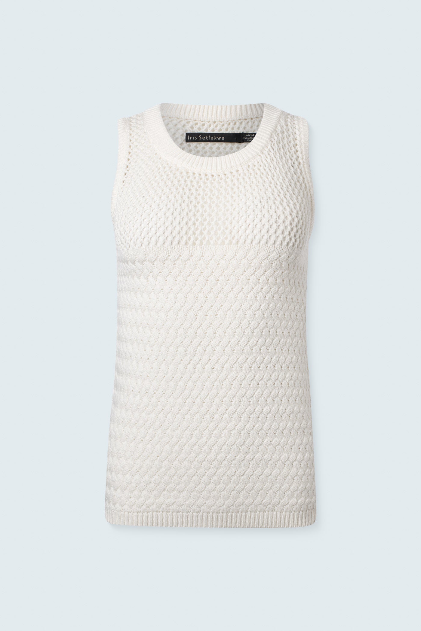 Crewneck sleeveless cami with woven stitch