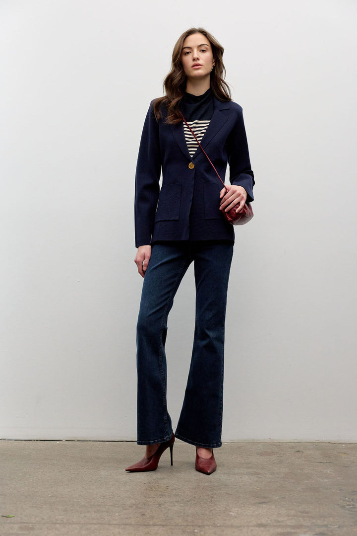 Knitted one button jacket
