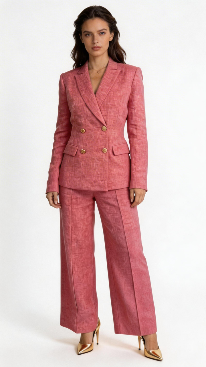 THE KENNA DOUBLE BREASTED LINEN BLAZER - ETR61262