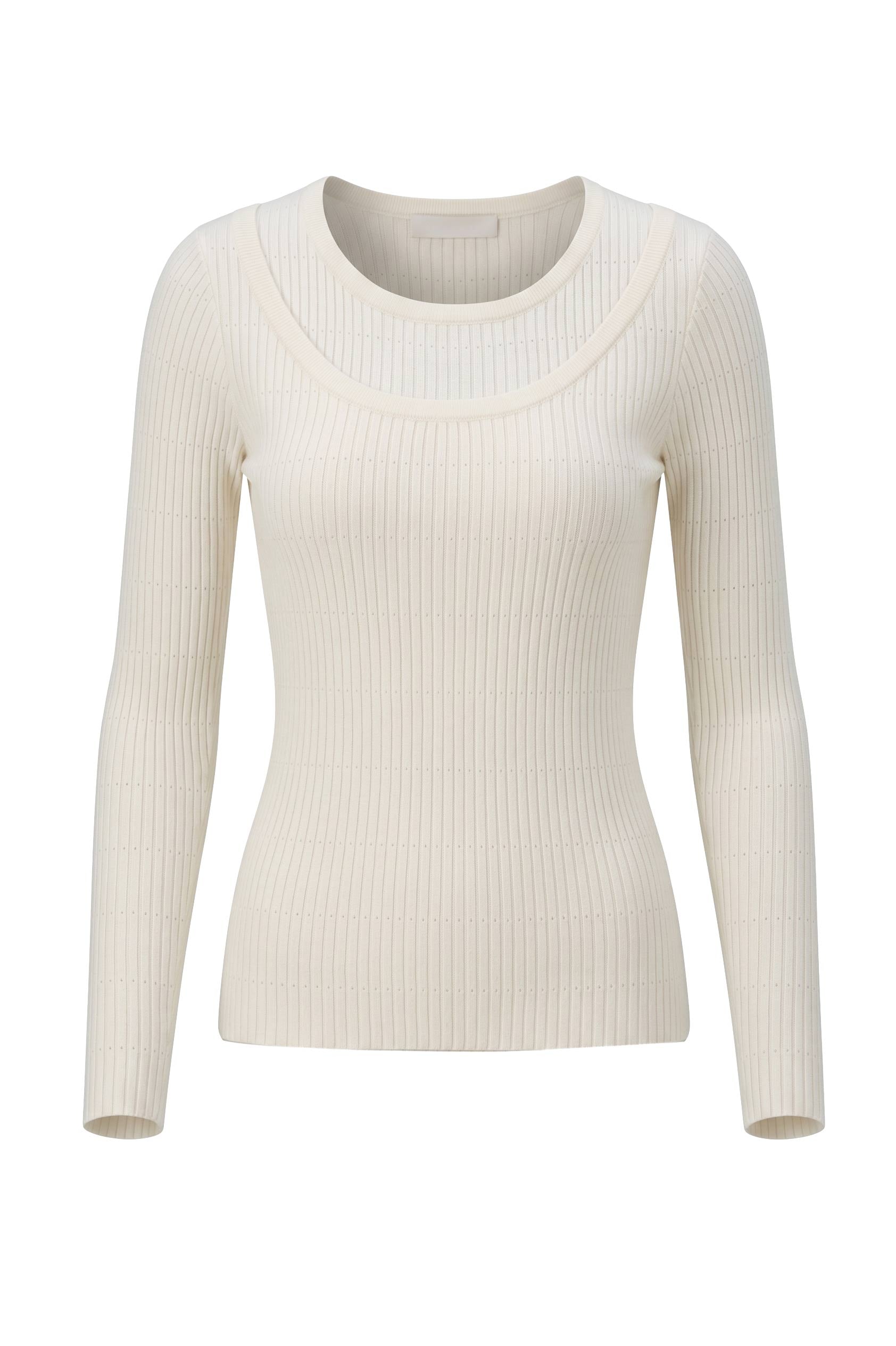 Kris Double Collared Rib Texture Sweater