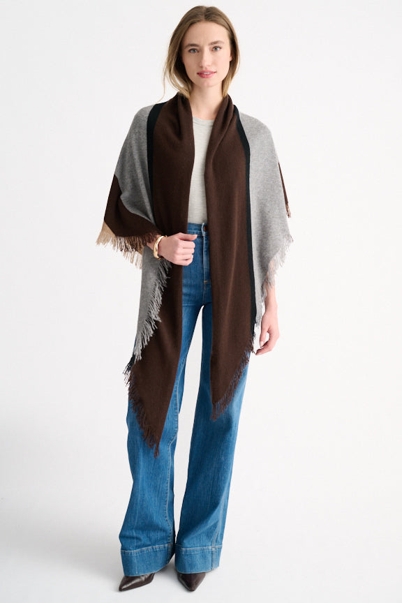 STRIPE FRINGE TRIANGLE SHAWL