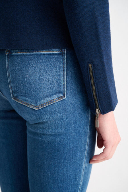 TAILORED ZIP MOCK CARDIGAN