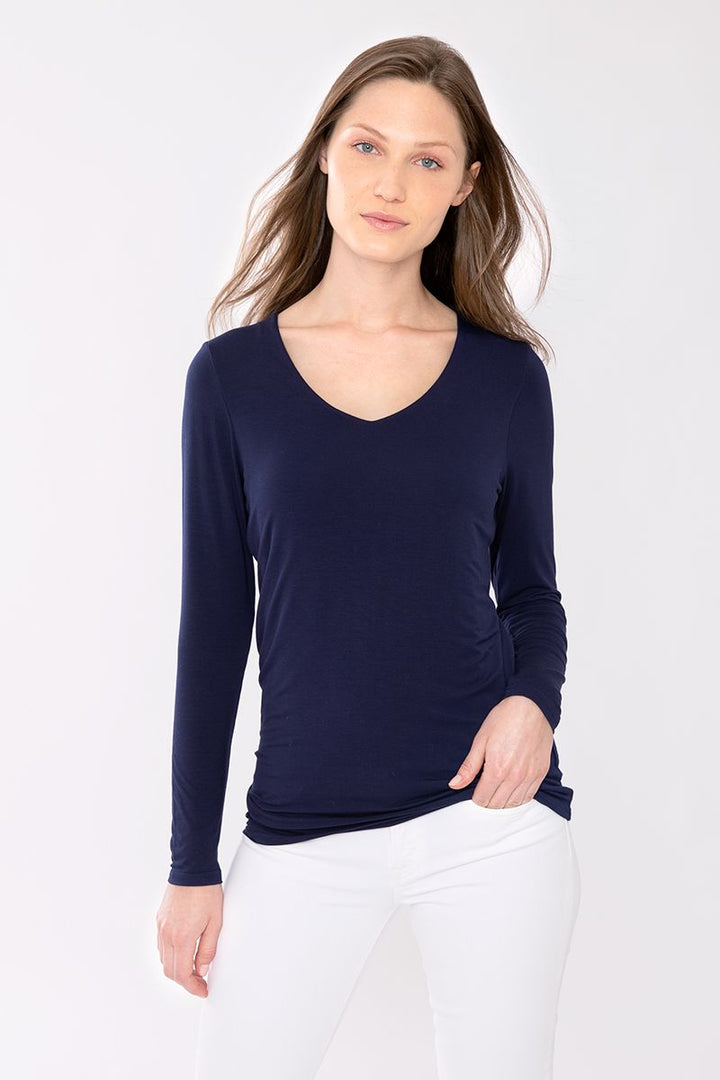 BAMBOO LONG SLEEVE VNECK SWEATER