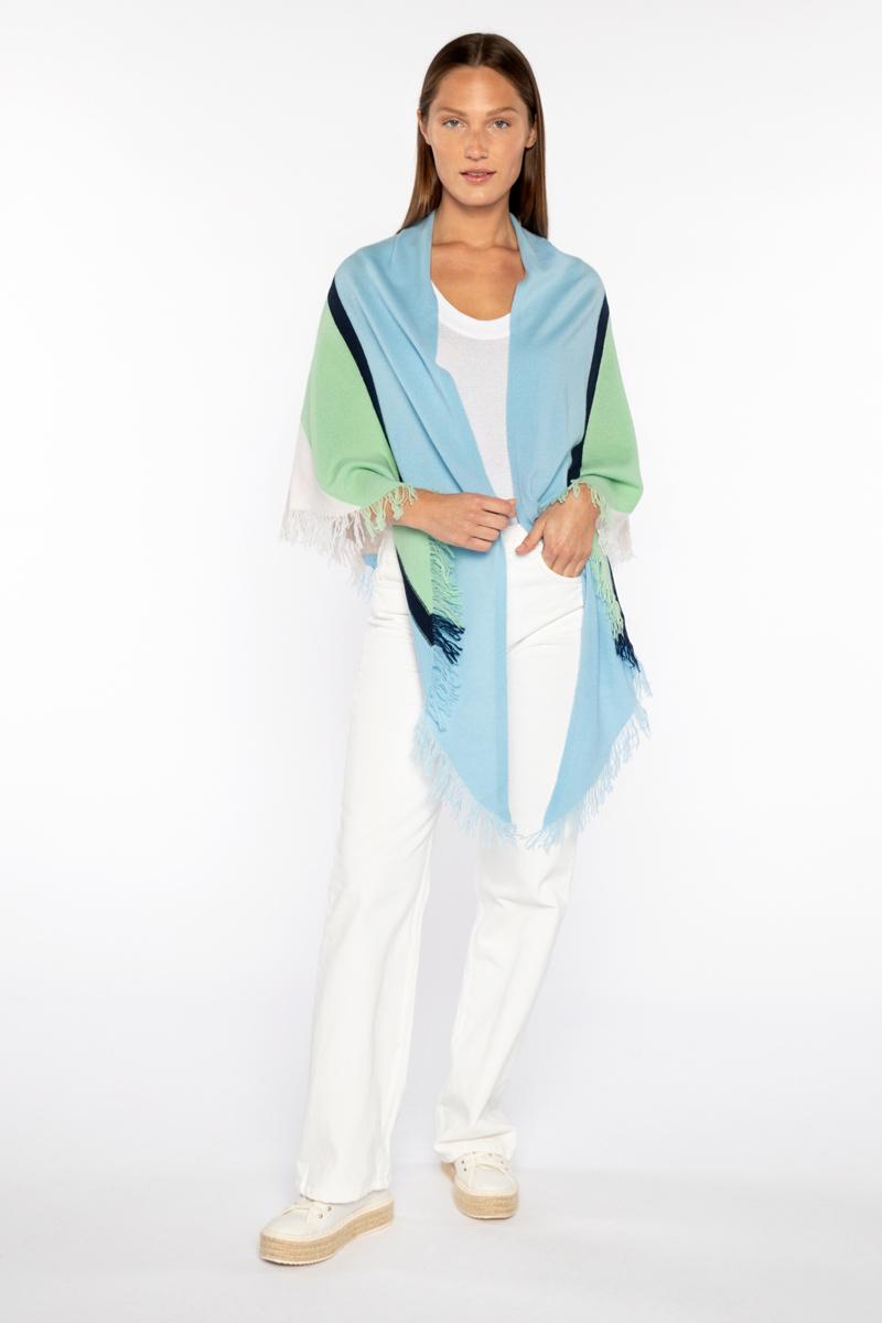 STRIPED FRINGE TRIANGLE WRAP