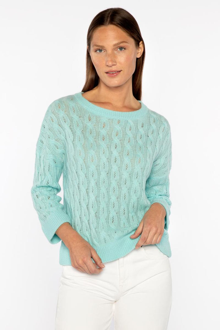 3 QTR SLEEVE POINTELLE CABLE CREW