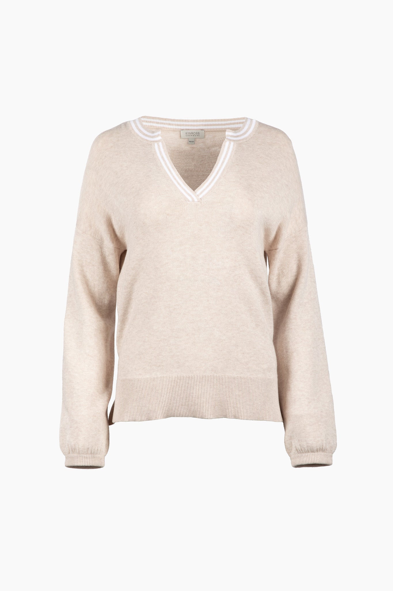 GATHERED SLEEVE SPLITNECK
