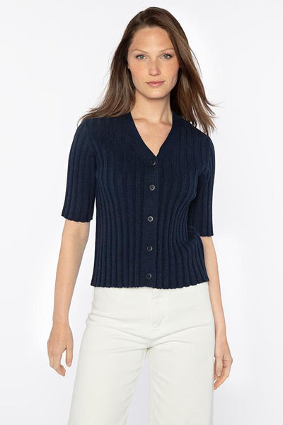 Elbow Sleeve Rib Cardigan Kinross Cashmere