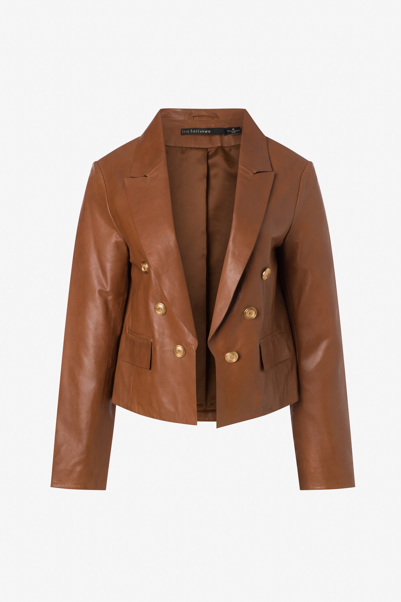 Cropped leather jacket