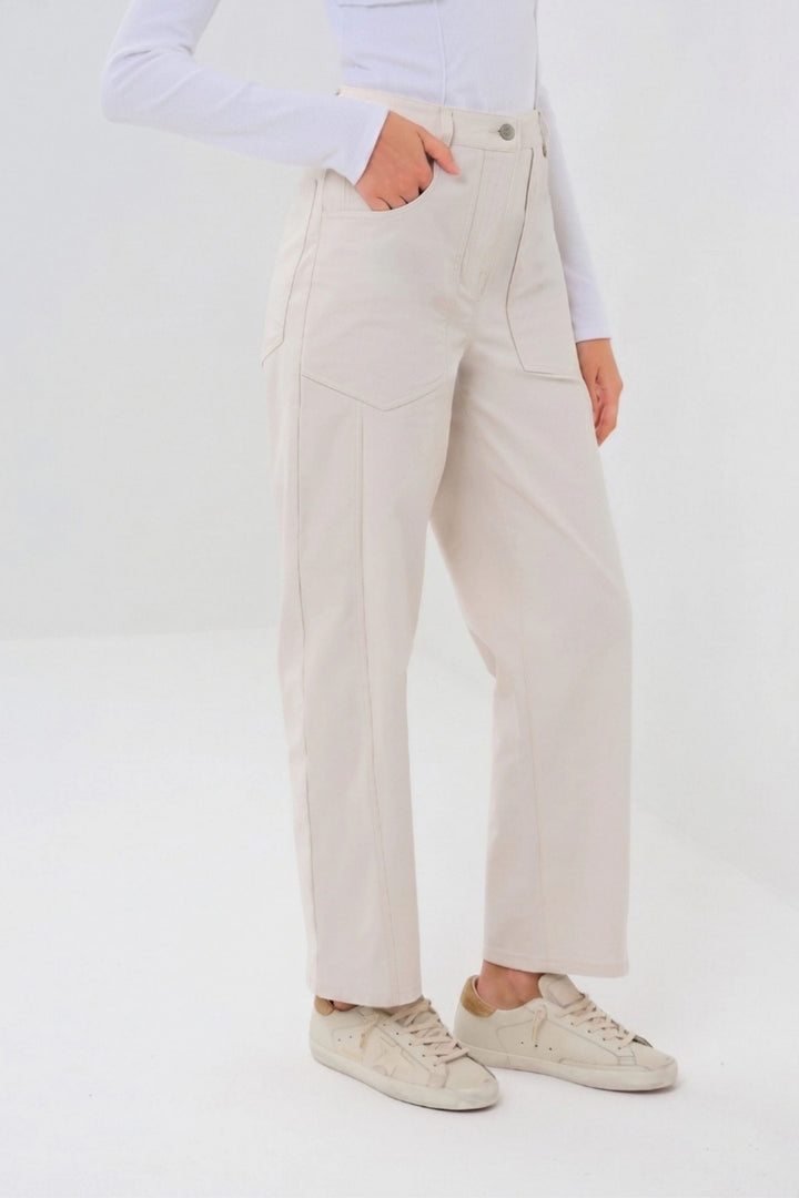 Liv Relaxed Light Barrel Pant in Stone