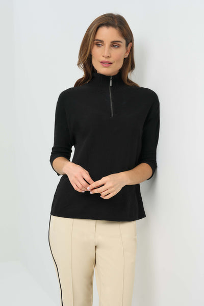 Lucely 1/4 Zip Elbowsleeve Mock Neck Sweater