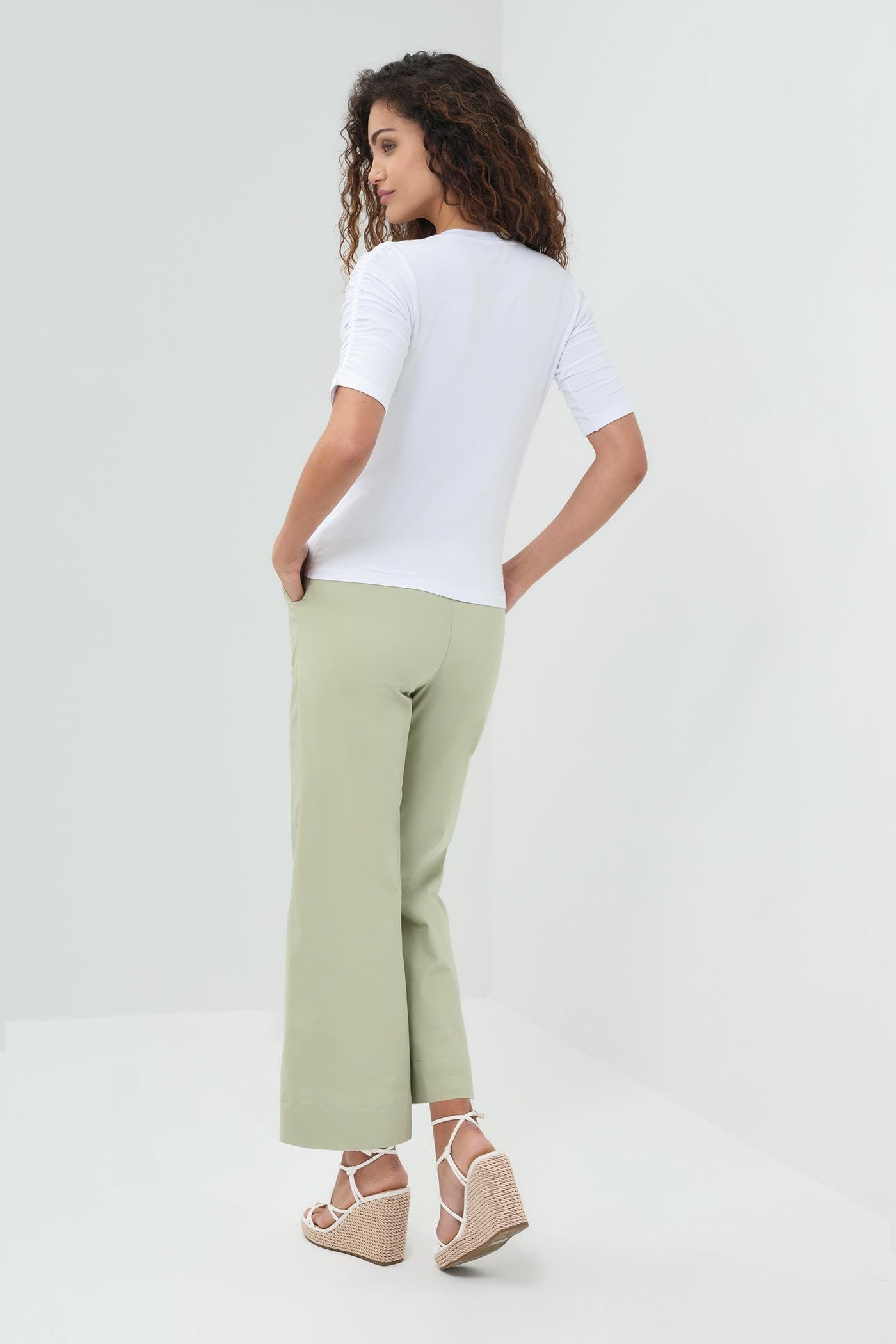 Sophia Tshirt with Ruched Elbow Sleeves