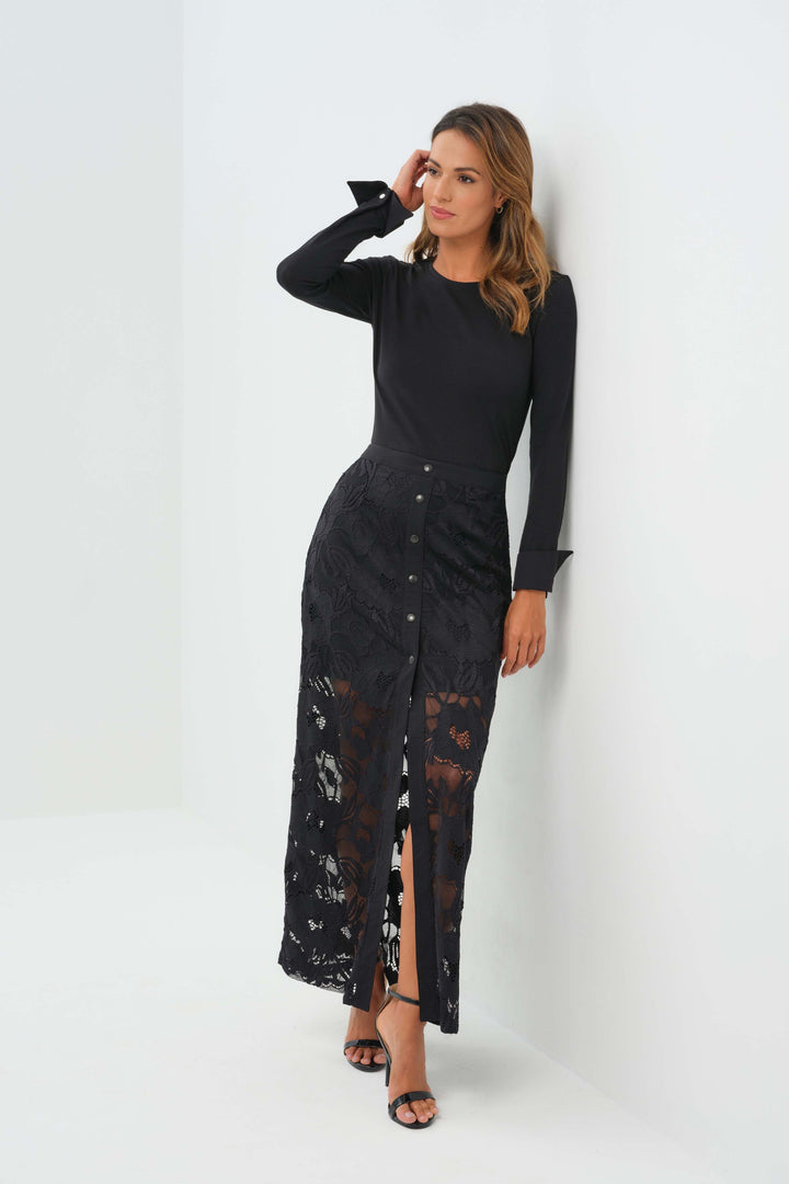 Ariel Ultralight & Lace Button Down Maxi Skirt