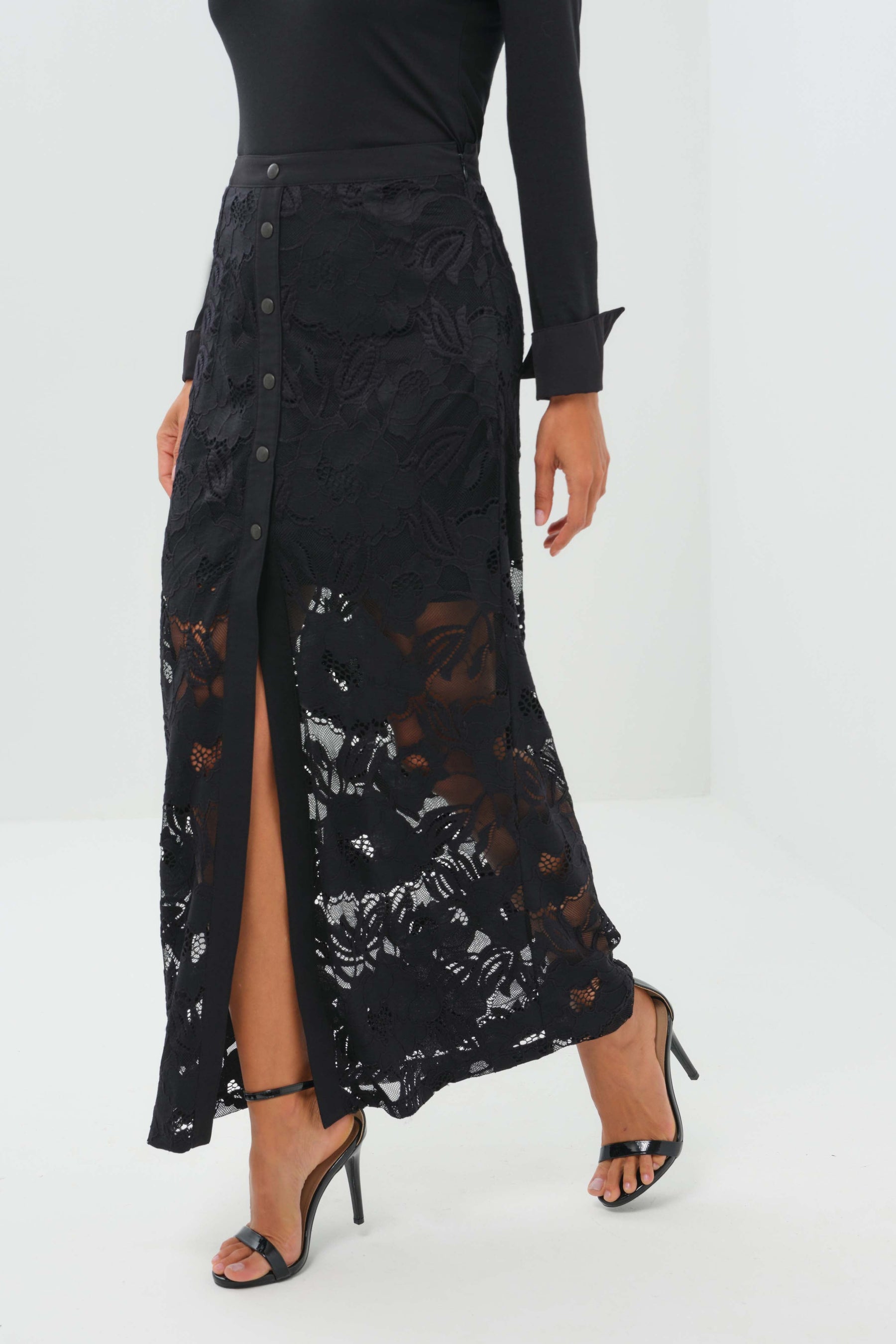 Ariel Ultralight & Lace Button Down Maxi Skirt