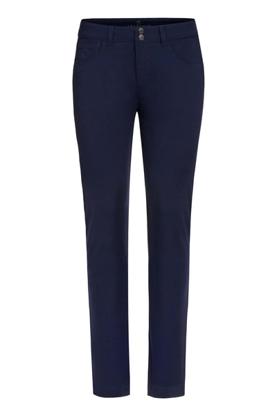 The Best Travel Pants. Flat Lay of the Luisa Skinny Jean Pant in Navy