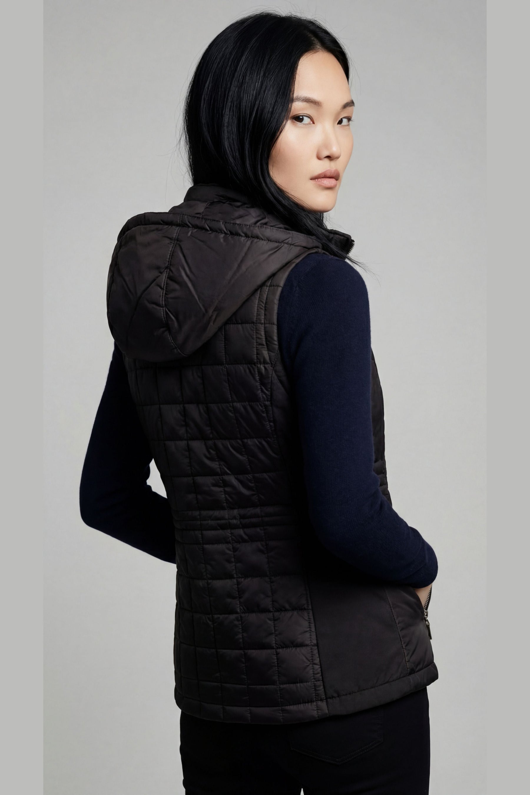 Hooded Montreal Quilted Vest With Removable Hood