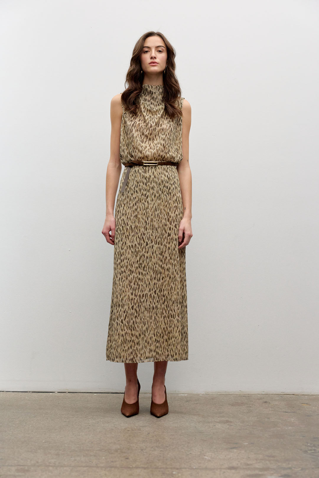 Printed chiffon draped top