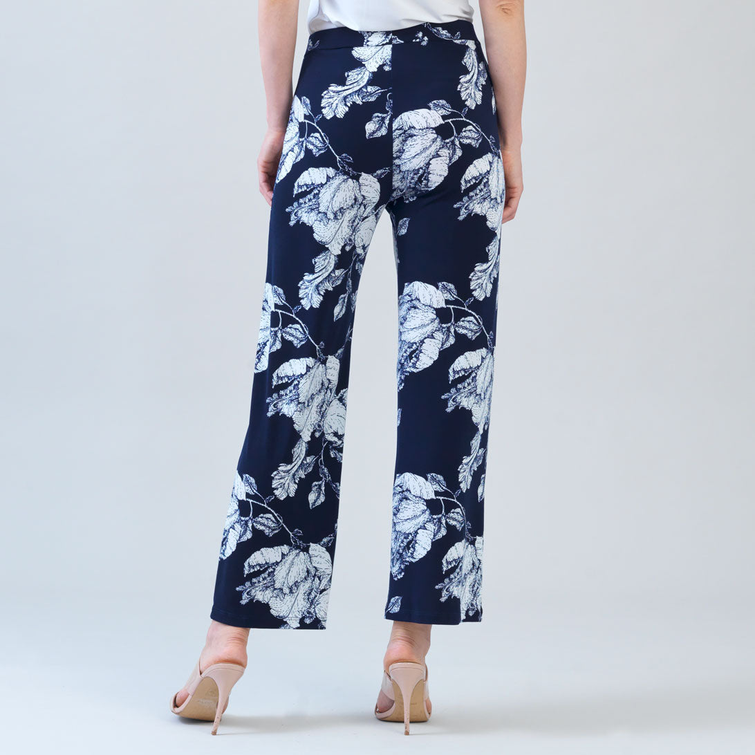 Relaxed Kick Front Slit Ankle Pant - Peony Blossom