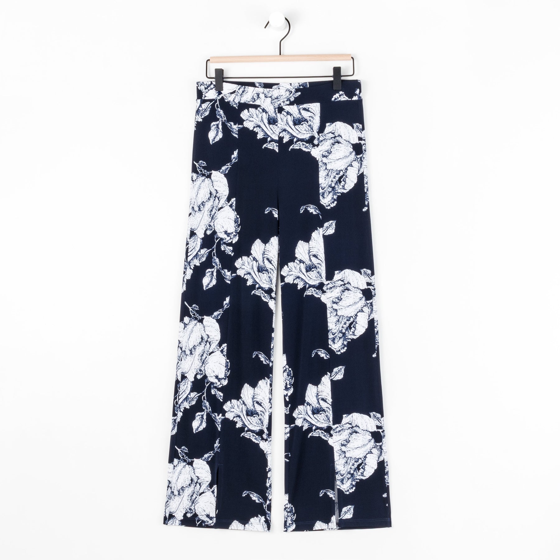 Relaxed Kick Front Slit Ankle Pant - Peony Blossom