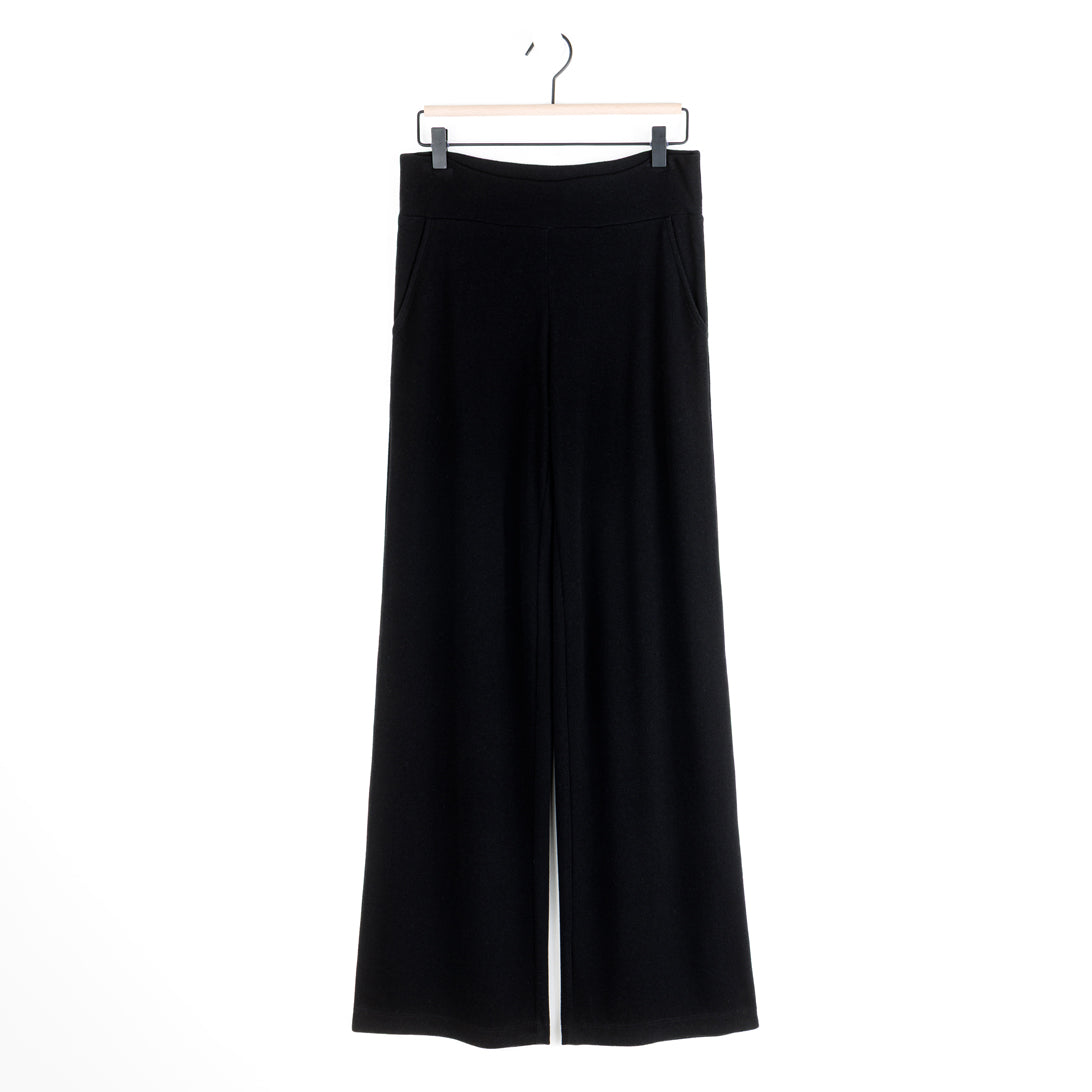Lounge Knit - Wide Leg Pocket Pant - Black