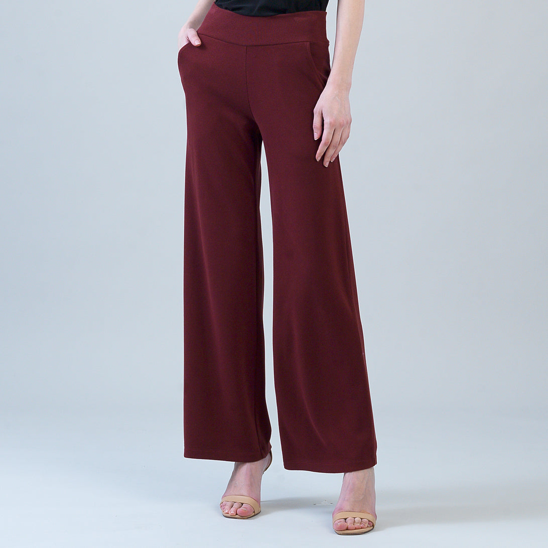 Lounge Knit - Wide Leg Pocket Pant - Burgundy