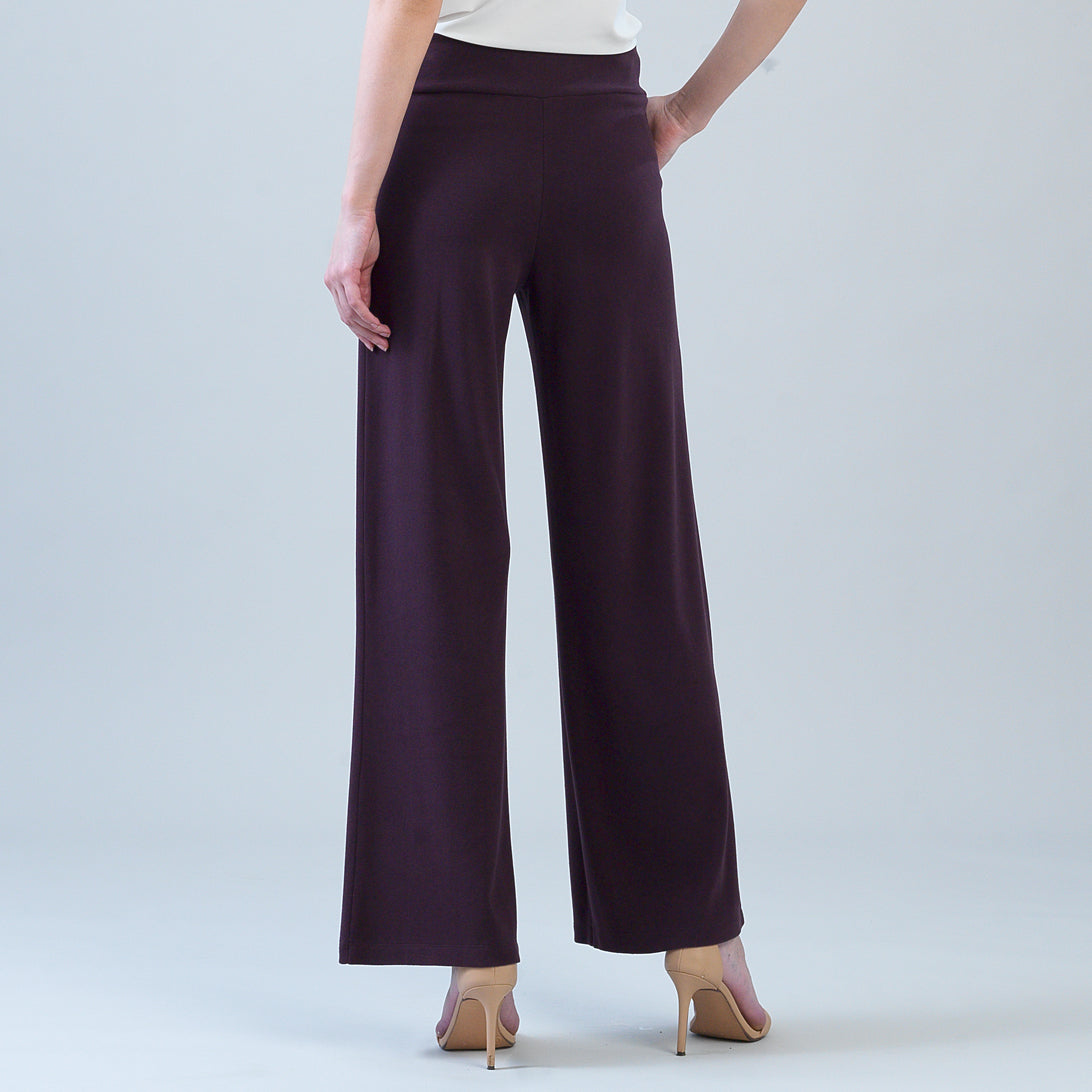 Lounge Knit - Wide Leg Pocket Pant - Eggplant