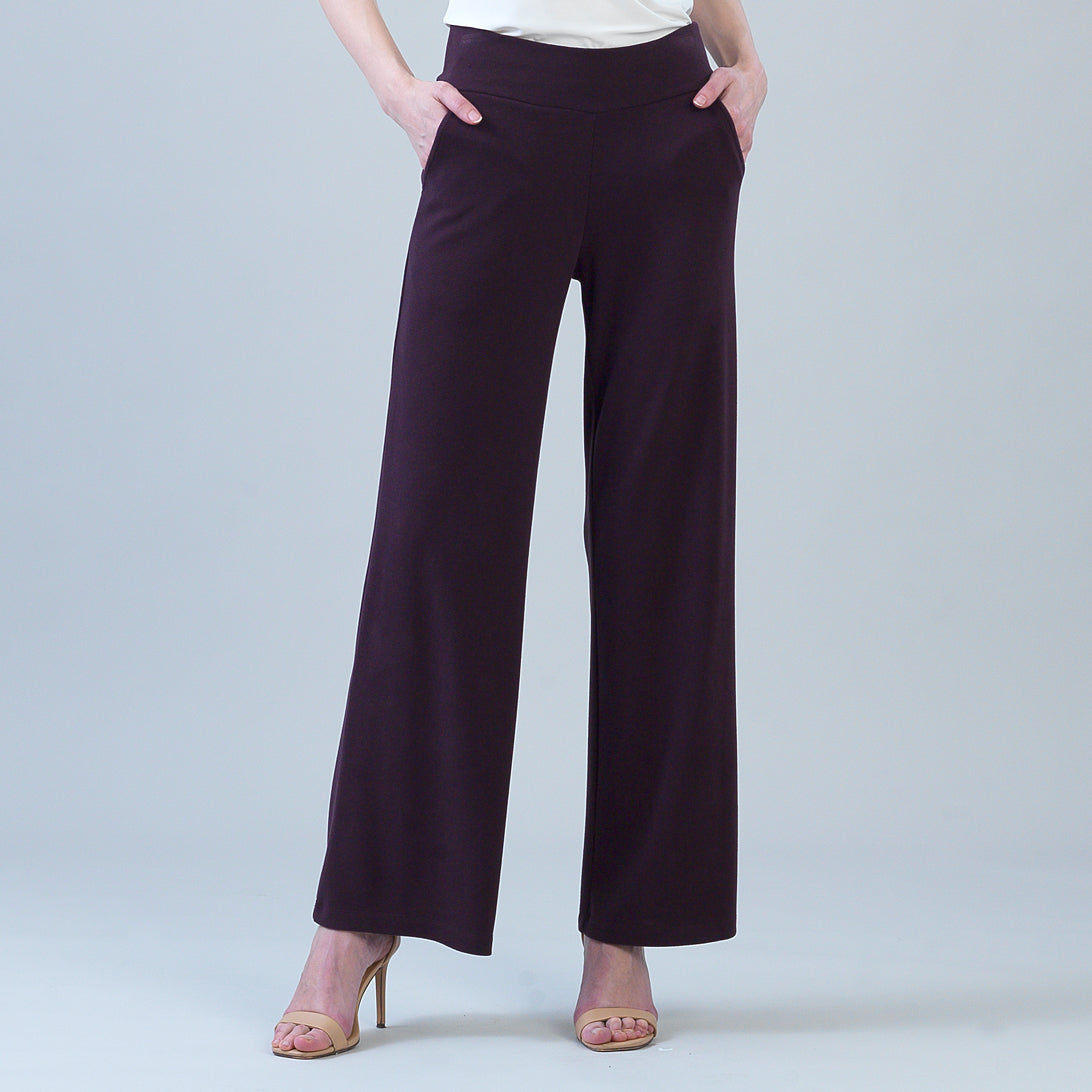 Lounge Knit - Wide Leg Pocket Pant - Eggplant