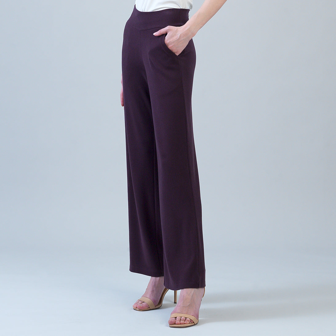 Lounge Knit - Wide Leg Pocket Pant - Eggplant