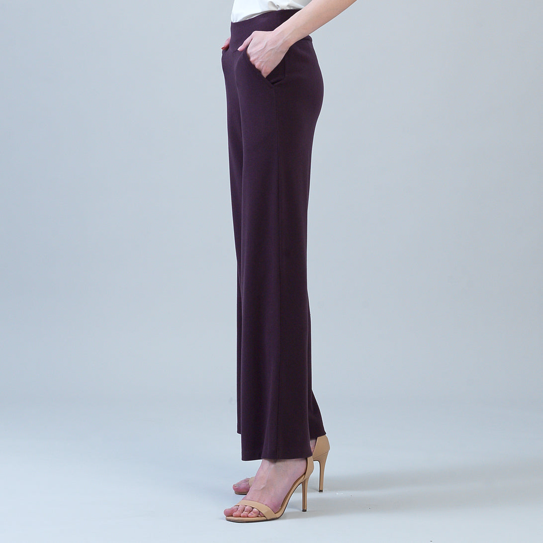 Lounge Knit - Wide Leg Pocket Pant - Eggplant