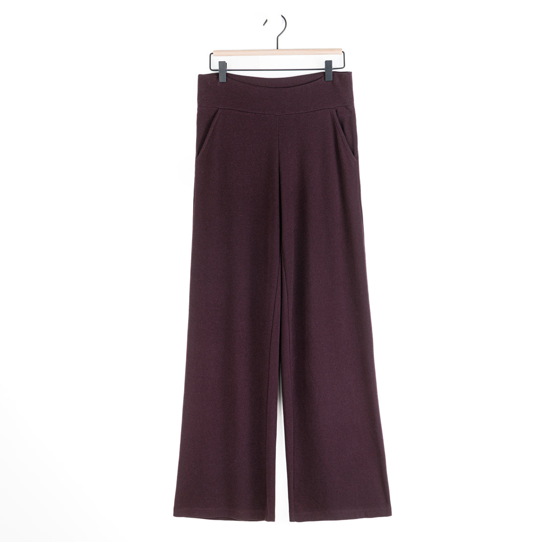 Lounge Knit - Wide Leg Pocket Pant - Eggplant