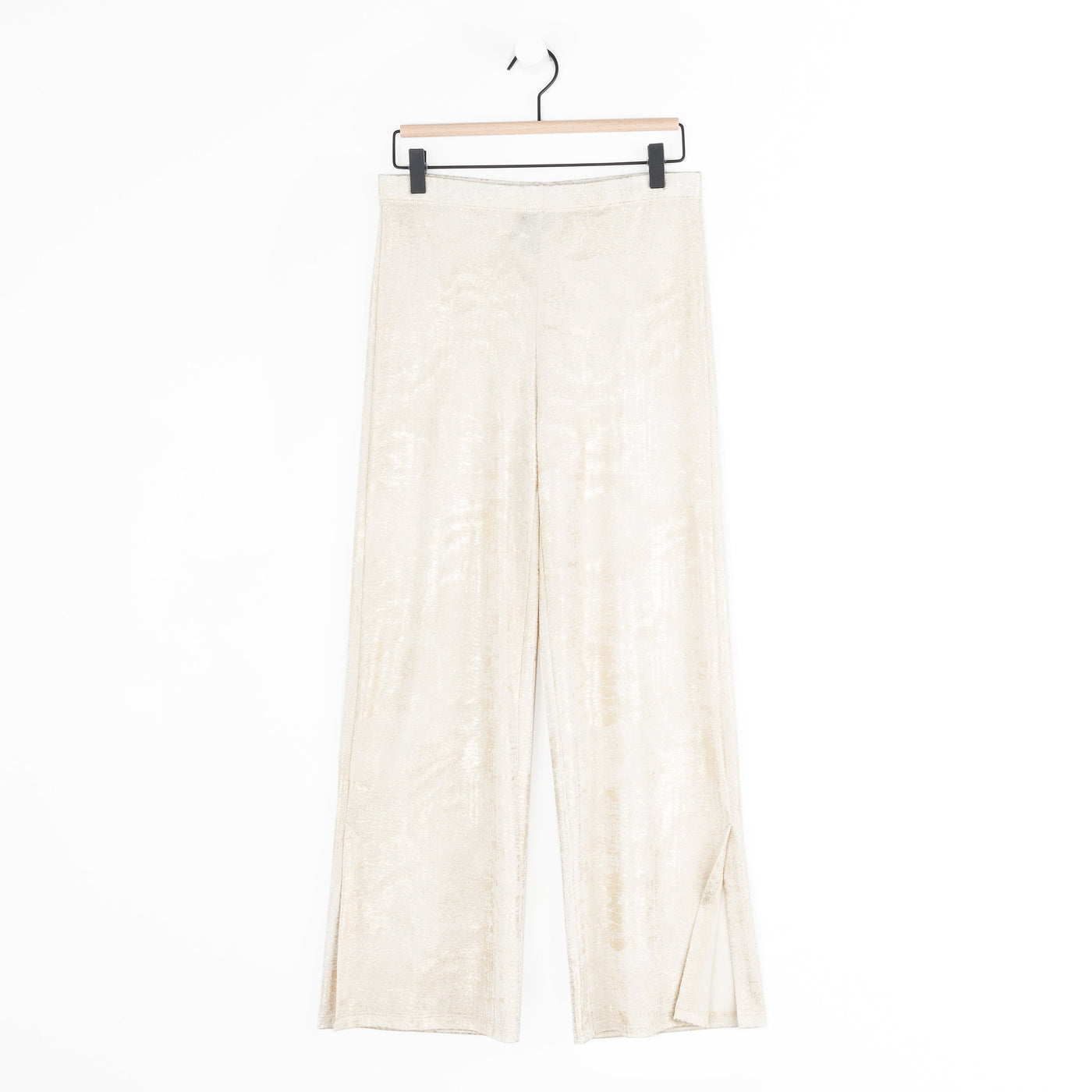 Foil Sheen - Side Slit Ankle Pant - Champagne