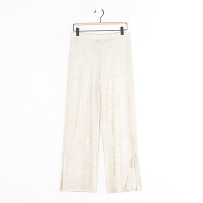 Foil Sheen - Side Slit Ankle Pant - Champagne