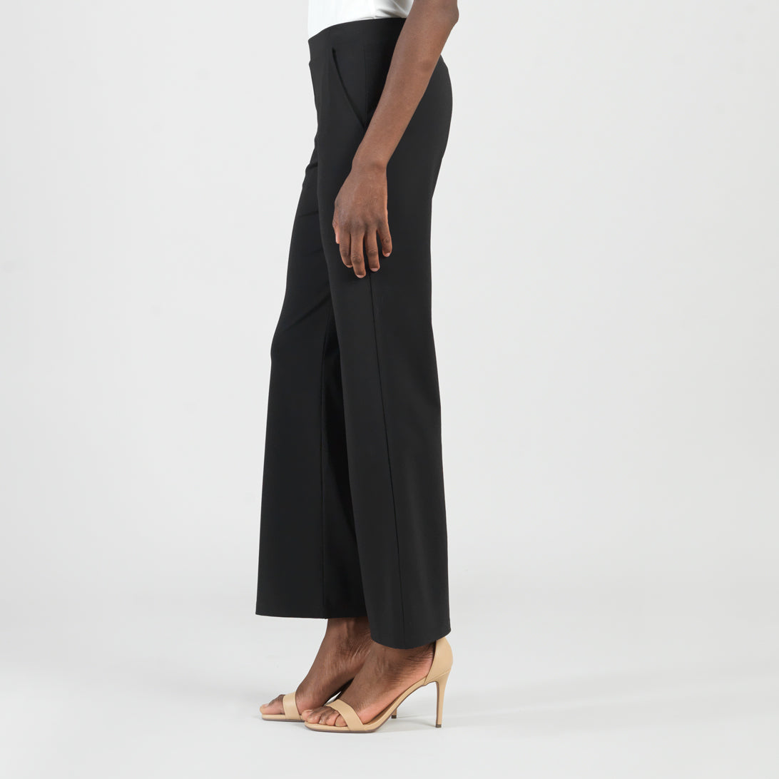 Rayon-Ponte Knit - Loose Leg Pocket Pant - Black