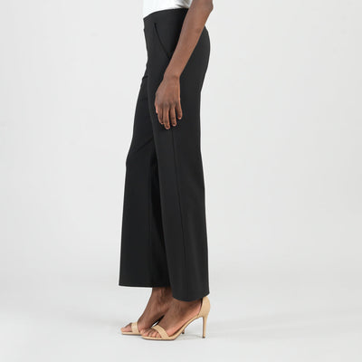 Rayon-Ponte Knit - Loose Leg Pocket Pant - Black