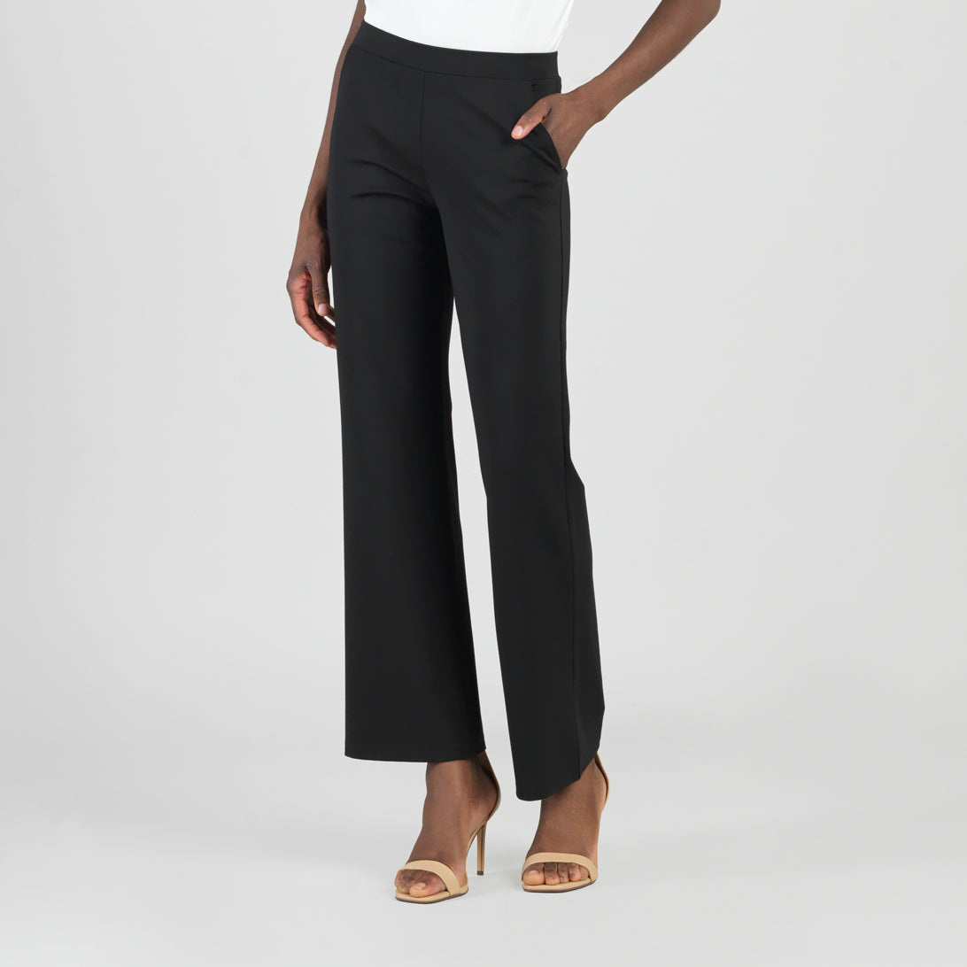 Rayon-Ponte Knit - Loose Leg Pocket Pant - Black