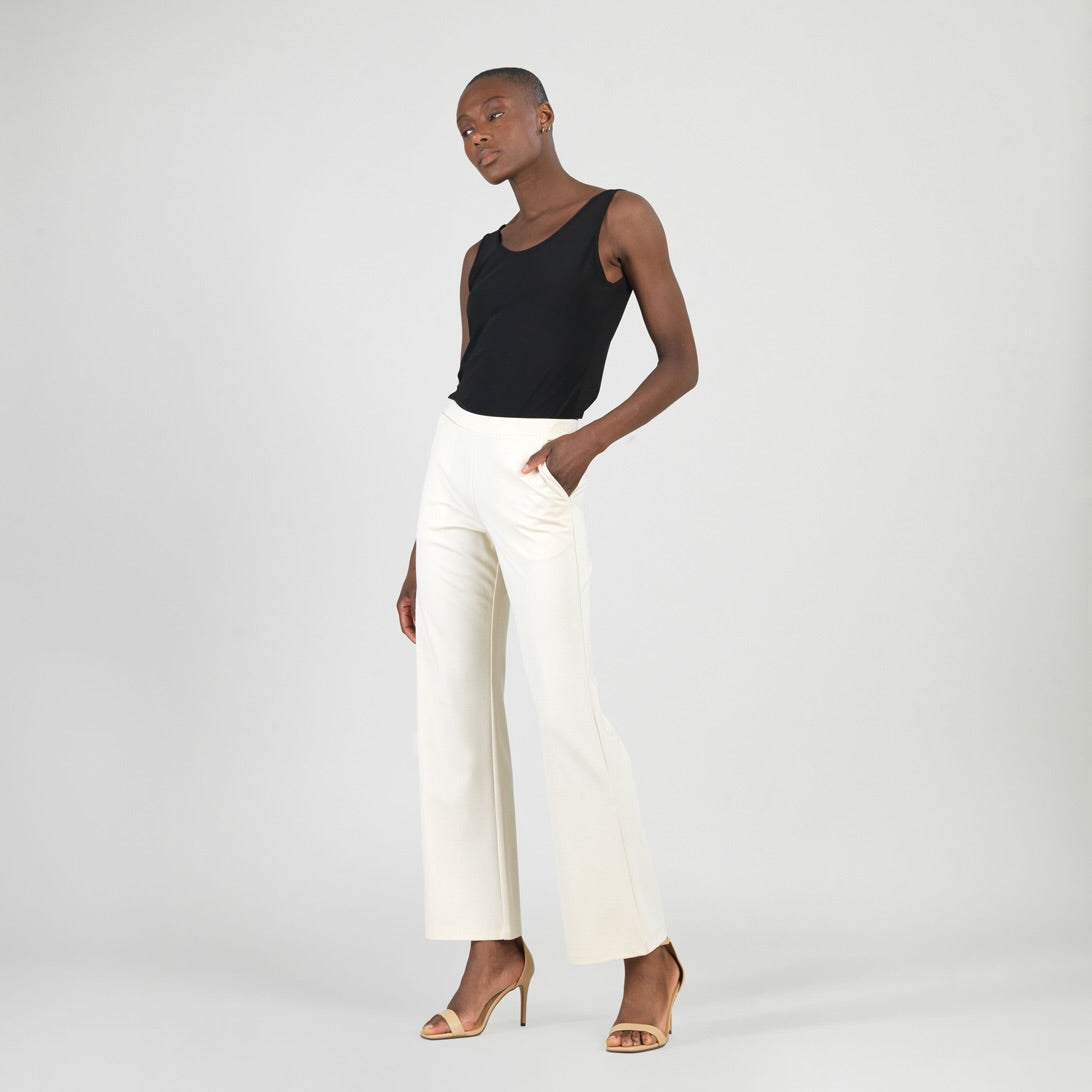 Rayon-Ponte Knit - Loose Leg Pocket Pant - Khaki