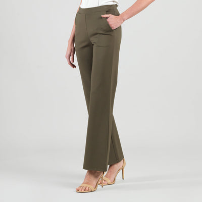 Rayon-Ponte Knit - Loose Leg Pocket Pant - Olive