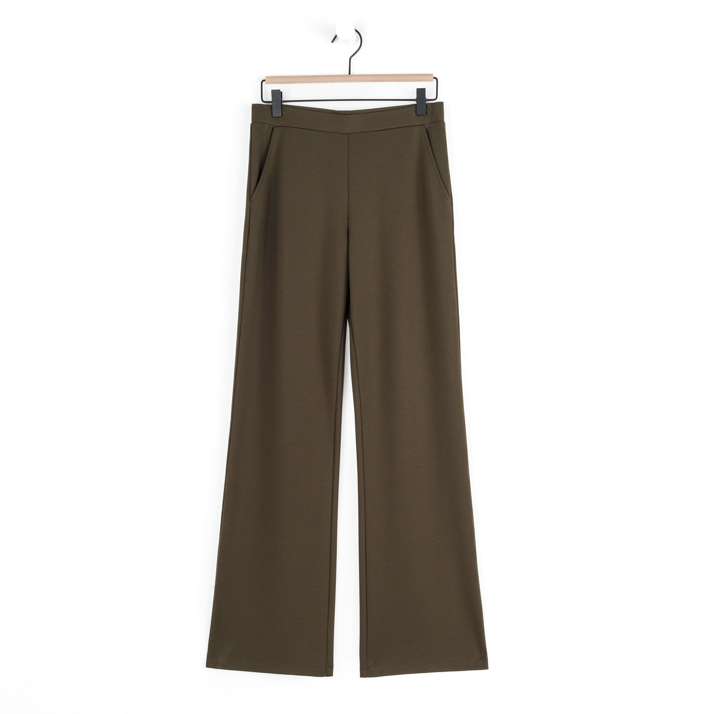 Rayon-Ponte Knit - Loose Leg Pocket Pant - Olive