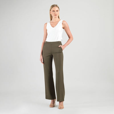 Rayon-Ponte Knit - Loose Leg Pocket Pant - Olive